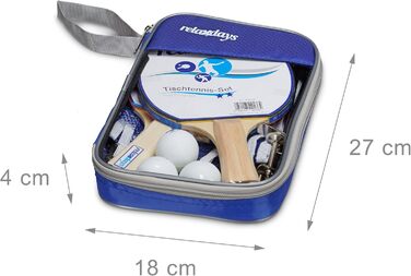 Набір для настільного тенісу Relaxdays: 2 ракетки, 3 м'ячі, сітка, блакитний