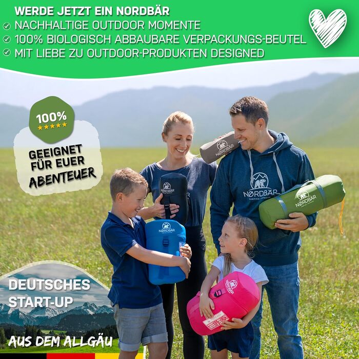 Дитячий спальний мішок NORDBÄR® для хлопчиків та дівчаток до 145 см | 100% бавовна | Легкий та теплий кокон | Outdoor спальник для кемпінгу [1200г] | Кольори: фіолетовий/бірюзовий (зелений/помаранчевий)