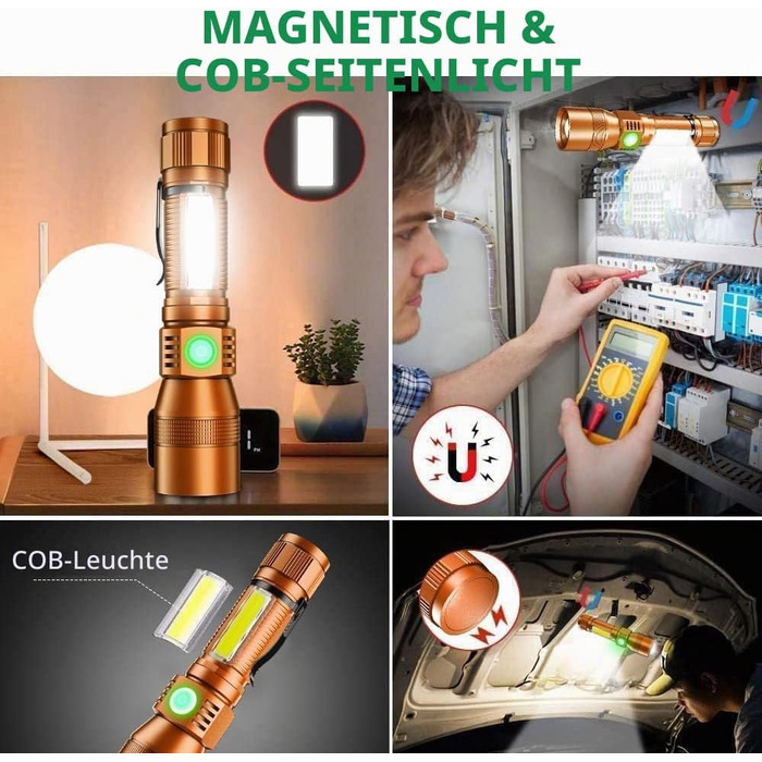 Ліхтарик Karrong LED з USB-зарядкою та магнітом, ультрафіолетовий UV-ліхтар 395нм, 7 режимів світла (включаючи червоне), акумуляторний набір для кемпінгу та походів, коричневий, 2 шт.