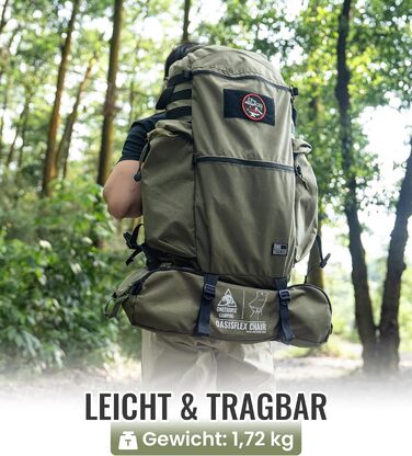 Крісло туристичне складне OneTigris OASISFLEX, 150 кг, з інтегрованим хрестоподібним каркасом, 2 кишені, Ranger Green