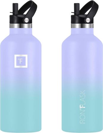 Термос IRON °FLASK 950 мл з трубочкою, вакуумна пляшка з нержавіючої сталі для води, гарячого й холодного, подвійні стінки, 3 кришки, Cotton Candy
