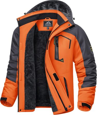 Чоловіча зимова куртка KEFITEVD: водонепроникна, з відстібаною капюшоном, для сноуборду та активного відпочинку, XXL, сіро-помаранчевий