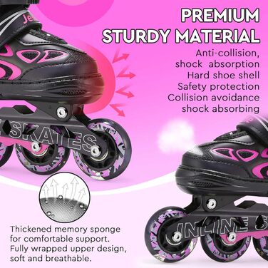 Роликові ковзани Inliner дитячі регульовані для дівчаток, хлопчиків, унісекс, з підсвічуванням, розмір EU 36-40