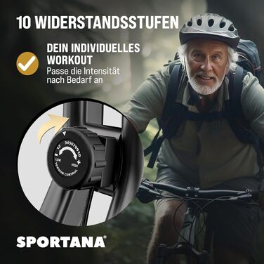 Електровелотренажер SPORTANA® EAGLE 2-в-1: Складаний, з LCD-дисплеєм, регульованою висотою, з фітнес-гумками. Hometrainer, фітнес-велосипед, тренажер для дому