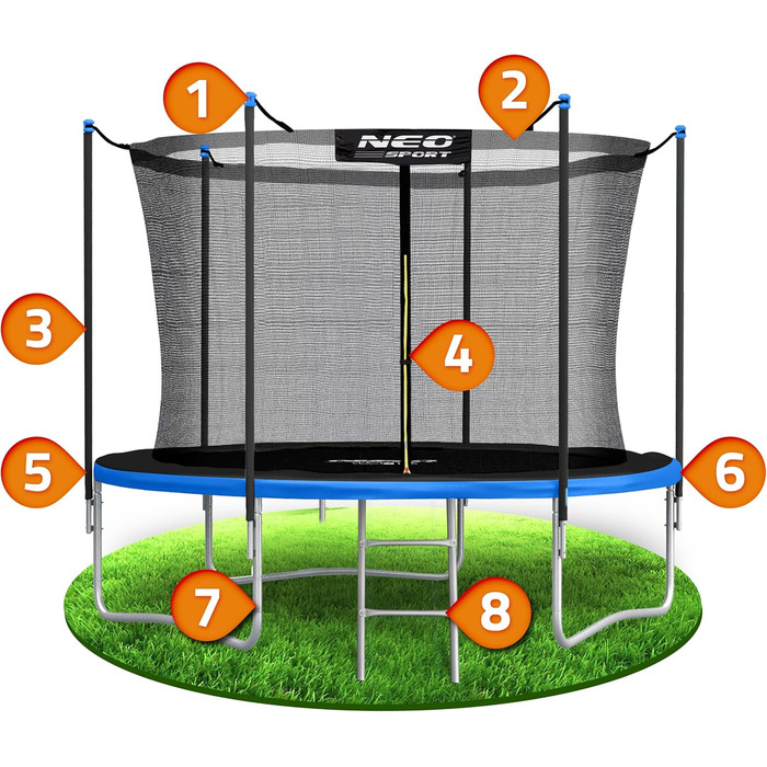 Трамплін Neo-Sport Outdoor для дітей з захисним сіткою та сходами, 312 см (10 футів)