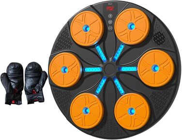 Музичний бокс-тренажер Baoblaze з Bluetooth, 8+ режимів тренування, динамічне підсвічування, для боксу, карате, тхеквондо, з рукавичками, помаранчевий