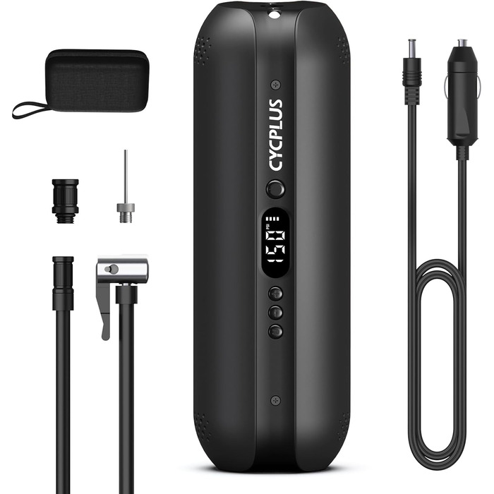 Електричний компресор CYCPLUS 12V 2-в-1, портативний насос для шин, автоматичне відключення, 150 PSI, для велосипедів, мотоциклів і авто