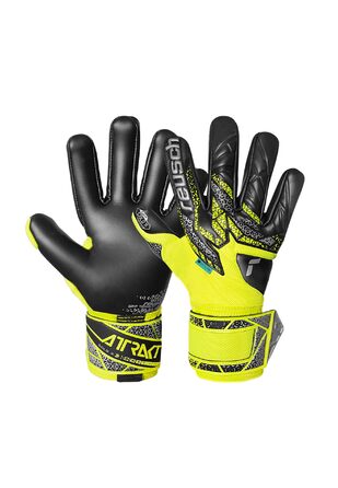 Воротарські рукавиці Reusch Profi Attrakt Gold X NC - професійні, для тренувань та ігор на траві та штучному покритті, жовто-срібно-чорні
