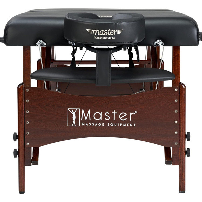 Складаний масажний стіл Master Massage NewPort 71 см, портативний косметологічний масажний стіл із дерев'яними ніжками, сумка, чорний