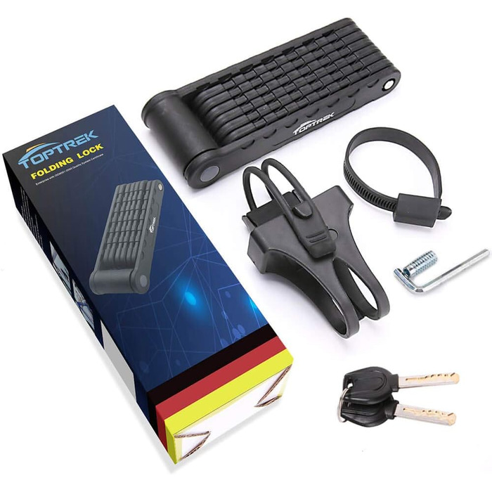 Замок для велосипеда Toptrek Faltschloss 94 см, 8 гнучких секцій, рівень безпеки 7, чорний