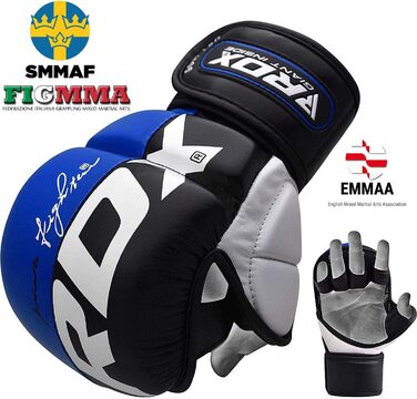 Боксерські рукавички RDX для чоловіків та жінок, рукавички для спарингу, кікбоксингу, муай-тай, рукопашного бою, відкрита долоня, блакитні