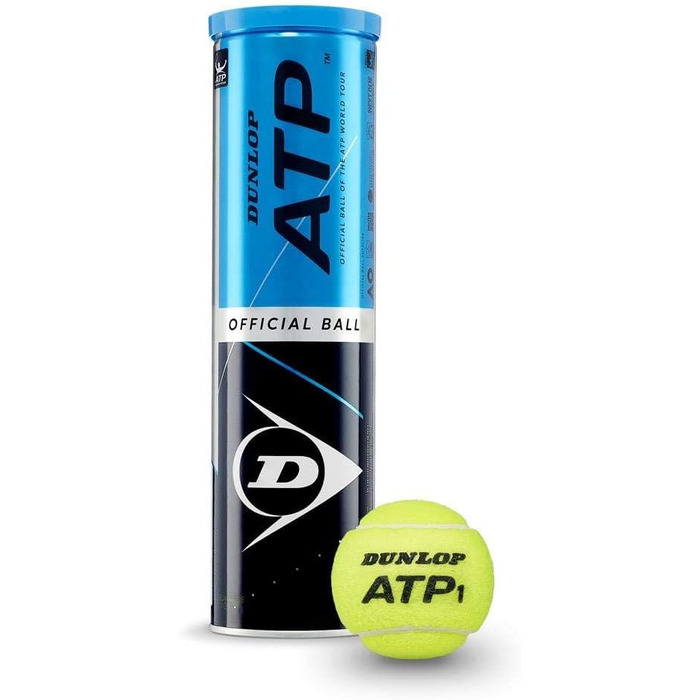 Офіційні тенісні м'ячі Dunlop ATP, набір 12 шт. (3x4), для турнірів, преміум-якість