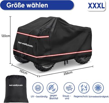 Чохол для квадроцикла NEVERLAND XXXL 256x110x120 см - захист від бруду, вологи, сонця, зимова стійкість, 210D Oxford