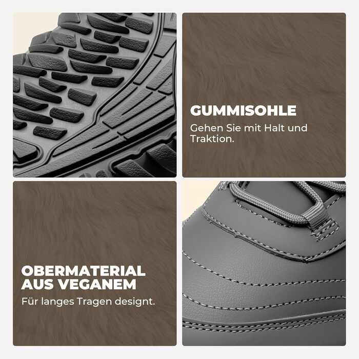 NORTIV 8 Чоловічі теплі зимові черевики, зручні зимові чоботи для дому (39 EU, сірий)