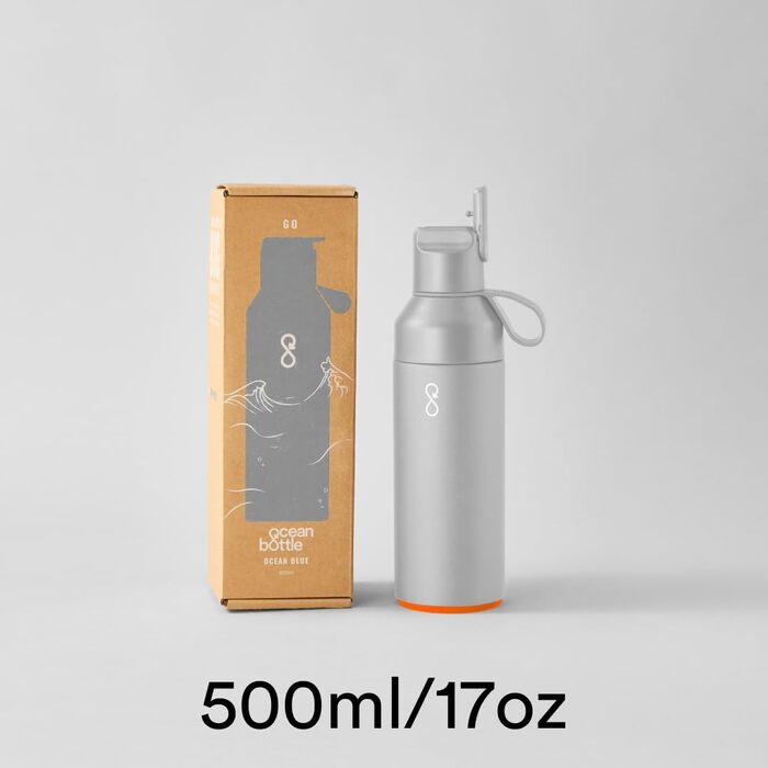 Пляшка для води Ocean Bottle GO 500 мл, рециркульована нержавіюча сталь, екологічна, багаторазова, сірий колір