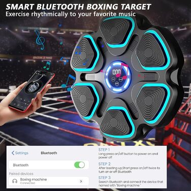 Музичний боксерський тренажер для дорослих та дітей з LED підсвіткою, 2 пари рукавичок, 11 режимів та 9 швидкостей