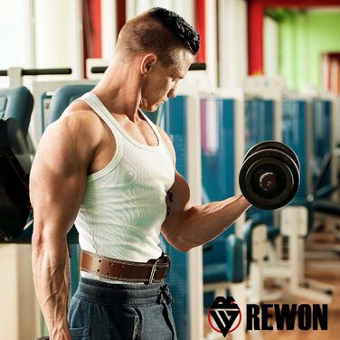 Пояс для важкої атлетики REWON - Powerlifting, фітнес, бодібілдинг, важка атлетика, станова тяга, Crossfit - коричневий, розмір M