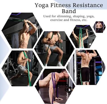 Набір еластичних стрічок для фітнесу Suuwwn: 5 рівнів опору, йога, пілатес, реабілітація, силові тренування для чоловіків та жінок