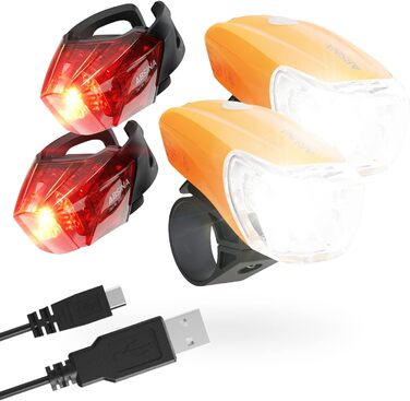 LED набір велосипедних фар USB, 100 м, 180 Люмен, 50 Люкс, StVZO, для дитячого велосипеда