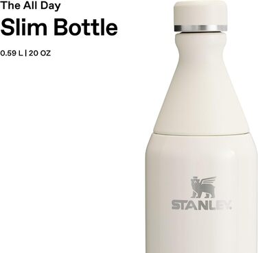 Термос Stanley 1913 All Day Slim 0.6л кремовий - нержавіюча сталь, тримає холод 6 год, лід 11 год, без BPA, герметичний, посудомийна машина