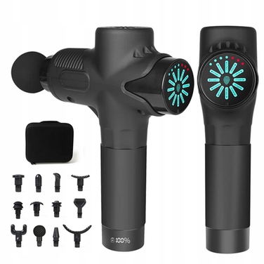Перкусійний масажер для тіла, спини та стоп Massage Gun — набір з 12 насадок