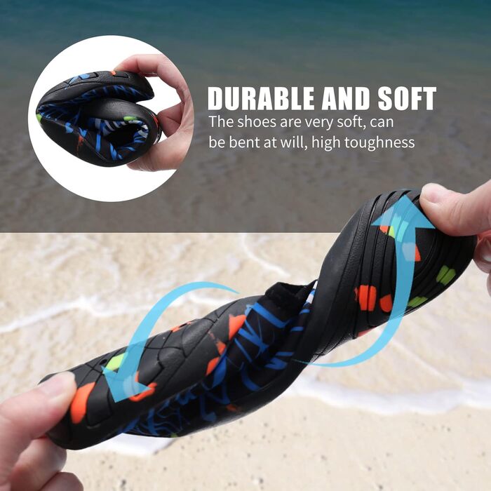 Водні черевики для жінок та чоловіків Tolaler: товсті, неслизькі, швидковисихаючі, міцні та довговічні для пляжу, подорожей та плавання (39 EU, B 03)