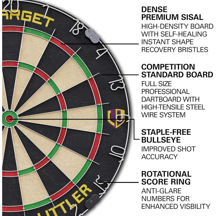 Професійний набір для дартсу Target Darts Luke Littler Kabinett & Dartboard Set 'The Nuke' з шафкою, двома наборами стілдарців та аксесуарами, ідеально підходить для гравців, включає пунктетаблиці, оригінальна гравецька версія