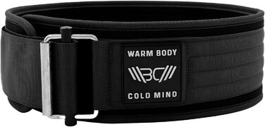 Преміум пояс для важкої атлетики Warm Body Cold Mind з нейлону - для силових тренувань, кросфіту, бодібілдингу, фітнесу (S, 68,5 см, чорний)
