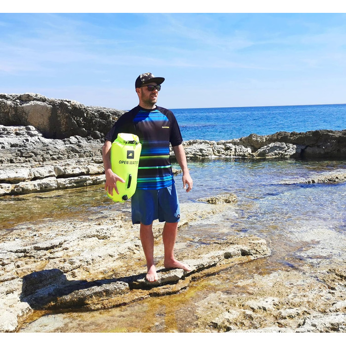 Надувна рятувальна бойовка OPENWATER XL, 28L, неонова зелена - велика плавуча платформа з кишенею