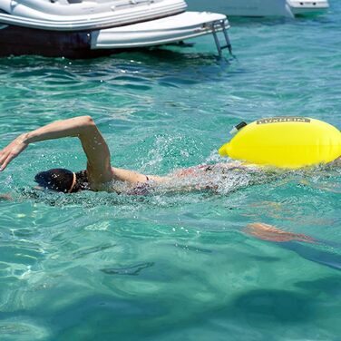 Набір з 2 надувних буїв для плавання Schwimmen, яскраві оранжевий/жовтий, водонепроникний Dry Bag з ПВХ для відкритої води, тріатлону, Schleppschwimmer