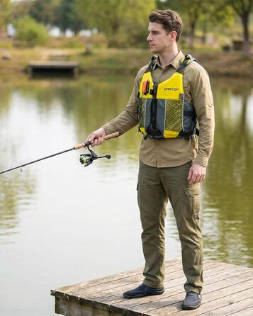 Рятувальний жилет Owntop для дорослих та юнаків з пискликом та рюкзаком для води | Легка унісекс куртка для SUP, каякінгу, риболовлі та інших водних видів спорту (XXS, жовтий)