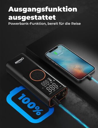 Електричний компресор Oasser з акумулятором 6000mAh, 150 PSI, з двома дисплеями, для авто, мото, велосипеда, м'ячів, подорожей та кемпінгу