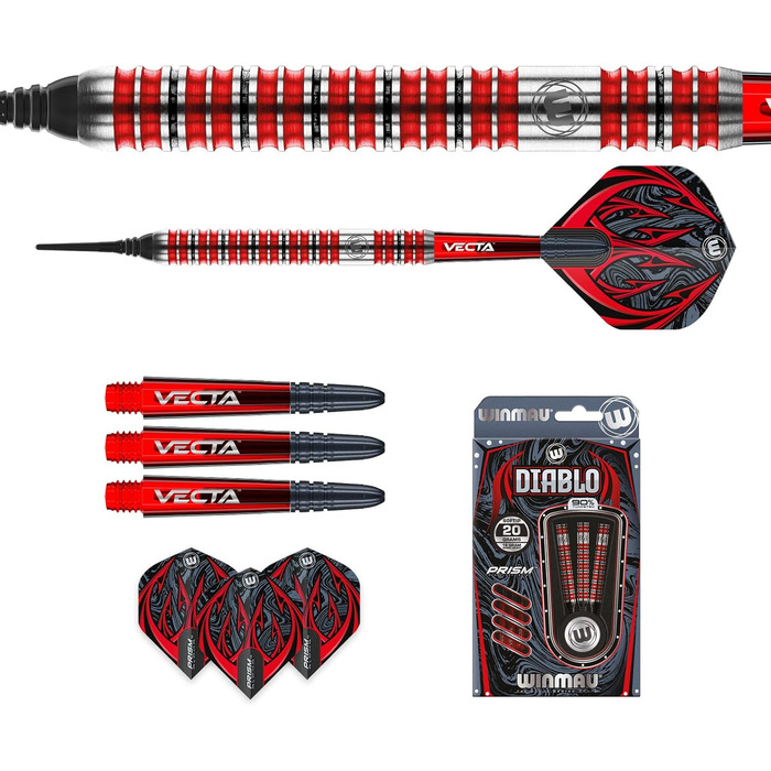 Дартси WINMAU Diablo Profi Softip вольфрамові з крилами та хвостовиками
