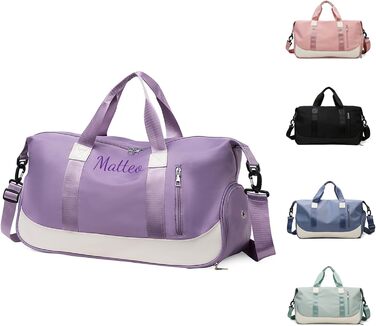 Персоналізована спортивна сумка для фітнесу та подорожей з відділенням для взуття та мокрих речей, жіноча сумка-дафл 35Л (Фіолетова)