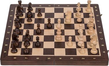 Дерев'яний шаховий набір Square Pro Nr 5 WENGE, шахи Staunton, шахівниця з дерева