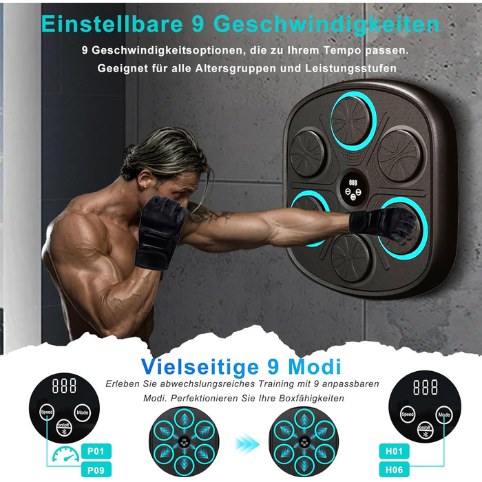 Музична боксерська машина з Bluetooth, для дому та фітнес-клубу, з рукавичками, для дітей та дорослих
