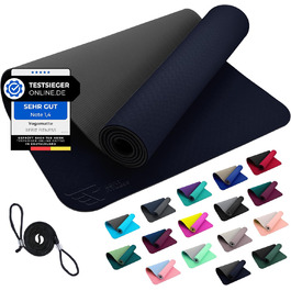 Килимок для йоги REFIT FITNESS Perfect-Fit 190 x 60 x 0,6 см з покриттям GeckoGrip & Sensi-Plus TPE. Нековзкий, без шкідливих речовин, з ремінком для перенесення. Підходить для гімнастики та спорту.