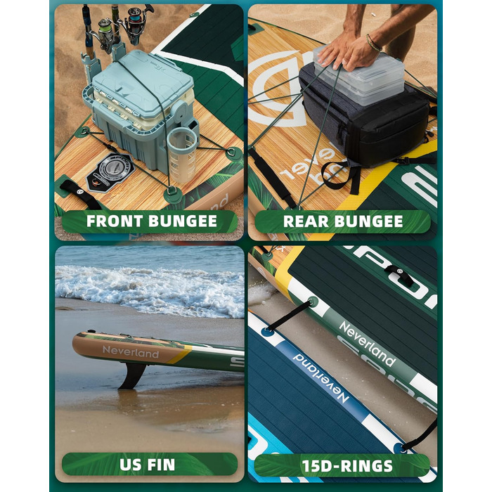 Надувне SUP-борд для дорослих, 204 кг, з сумкою та веслом (Хвойний)