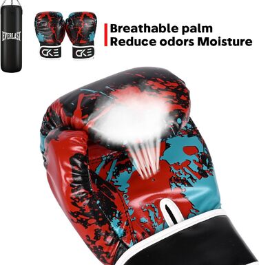 Боксерські рукавички для дітей CKE, 5-12 років, для тренувань, бокс, кікбоксинг, муай-тай, зелені (червоно-чорні)