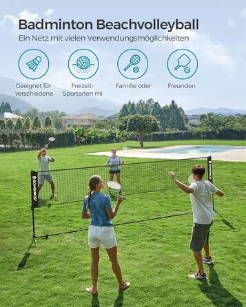SONGMICS Сітка для бадмінтону/волейболу, регульована висота, портативний набір, 3м/4м/5м, для саду, парку, на вулицю