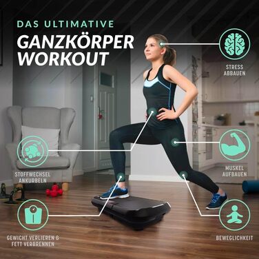 Платформа вібраційна Bluefin Fitness C Ultra Lite для тренувань вдома, м'язової стимуляції та повного тренування тіла, з компактним дизайном і еспандерами, тихий мотор
