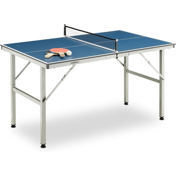 Стіл для настільного тенісу Relaxdays Indoor, складаний, 72x76x125 см, з сіткою, синій, для активного відпочинку