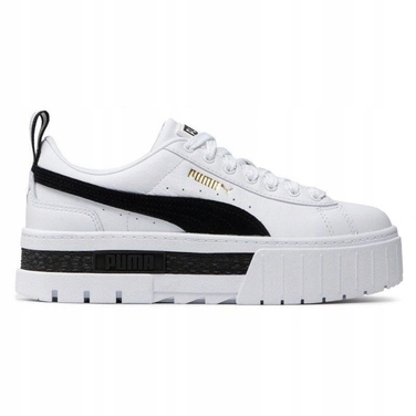 Жіночі білі кросівки на платформі Puma Mayze, шкіряні, р. 37