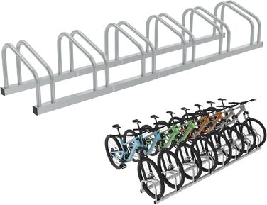 Підставка для велосипедів HENGMEI на 6 велосипедів, сталева, для шин 30-65 мм, настінний/підлоговий монтаж