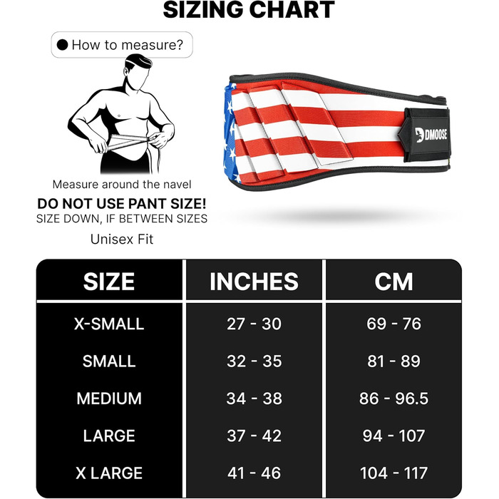 Пояс для важкої атлетики DMoose - Підсилений пояс для підйому ваги з системою самоблокування, для чоловіків та жінок - Фітнес, бодібілдинг, кросфіт (71-76 см обхват талії, X-Small)