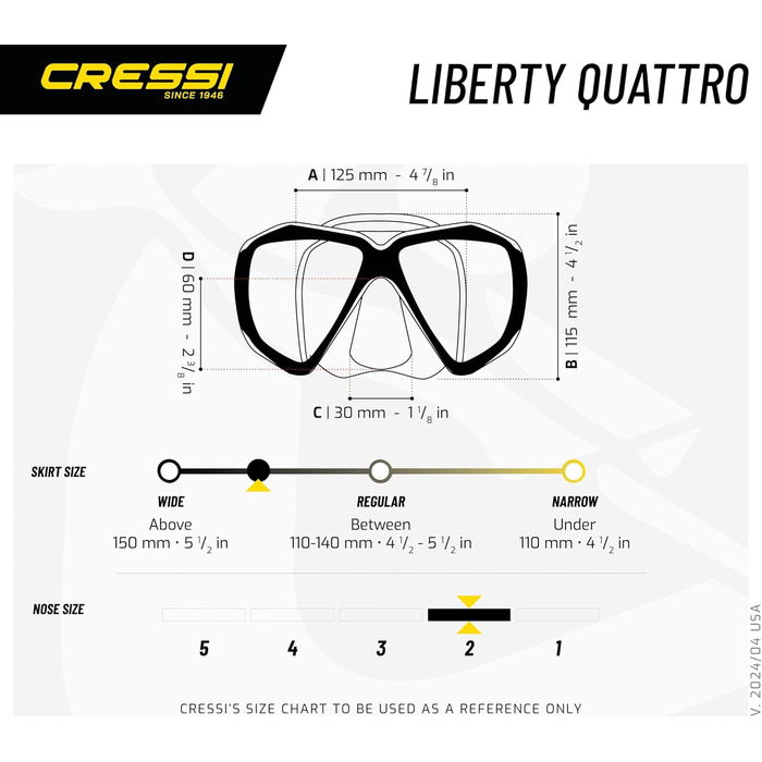 Маска для снорклінгу Cressi Liberty Quattro (чорний/сапфіровий)