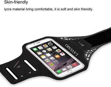 Спортивна стрічка на руку для iPhone 16 Pro Max, 16 Plus, 15 Pro Max, 15 Plus, 14 Pro Max, Samsung S24, S23, S22 Ultra. Тримач для телефону на руку для бігу, спорту. Підходить для телефонів 6.3'-7.0' (5.1'-6.5'). Чорний