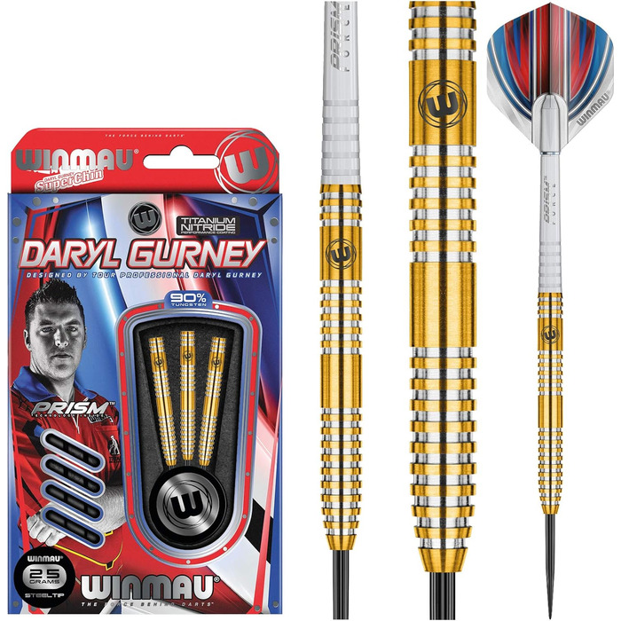 Дартс WINMAU Daryl Gurney Gold Wolfram зі сталевими наконечниками, титанове нітридне покриття, новинка