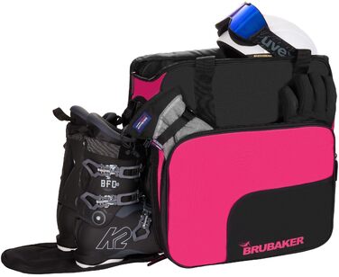 Чохол для лижних черевиків BruBaker Superfunction - рюкзак для лижних черевиків, шолома, рукавичок та одягу - чорно-рожевий