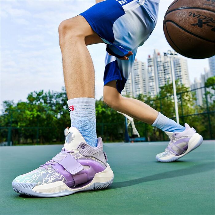 Чоловічі баскетбольні кросівки для хлопців, зручні для тренувань, бігу та тенісу, чорно-білі, 869 (44 EU, фіолетово-білі 869)